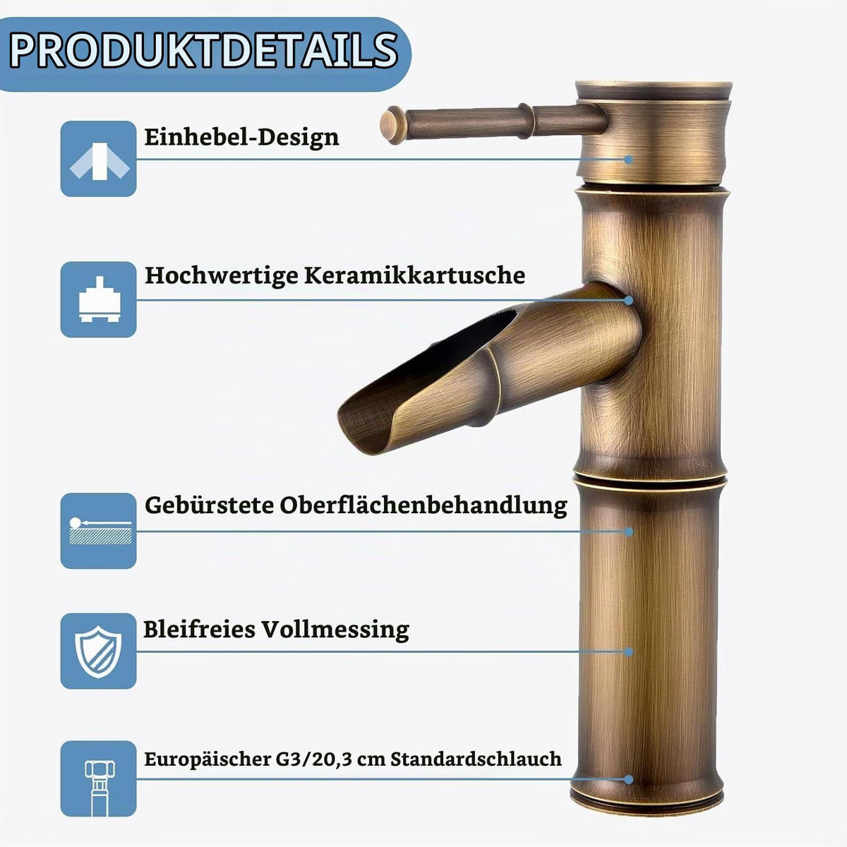 ARMATUR, europäischer Stil, Messing, 110 x 210 mm - Messingfarben, Metall (39/7/20cm) - Vallsero
