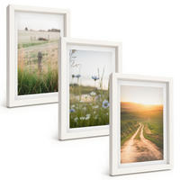 BILDER SET 3er Set - 20x30 cm Weißer Rahmen - Landschaften Natur Felder Weg - Weiß, Kunststoff (20/30cm) - TULUP