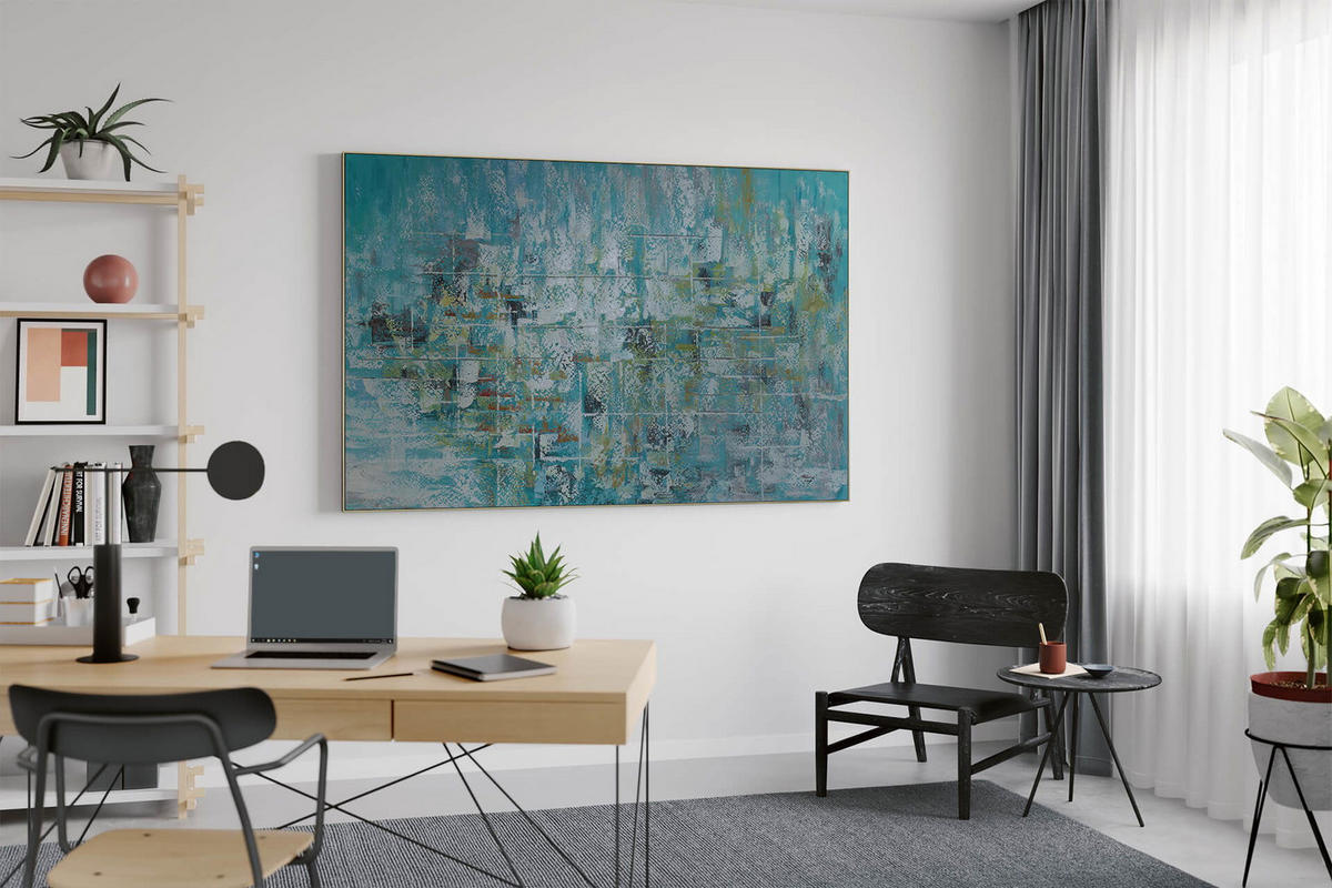 XXL ÖLGEMÄLDE Blau 180/120 cm - Blau/Beige, Holz/Textil (180/120cm) - KUNSTLOFT