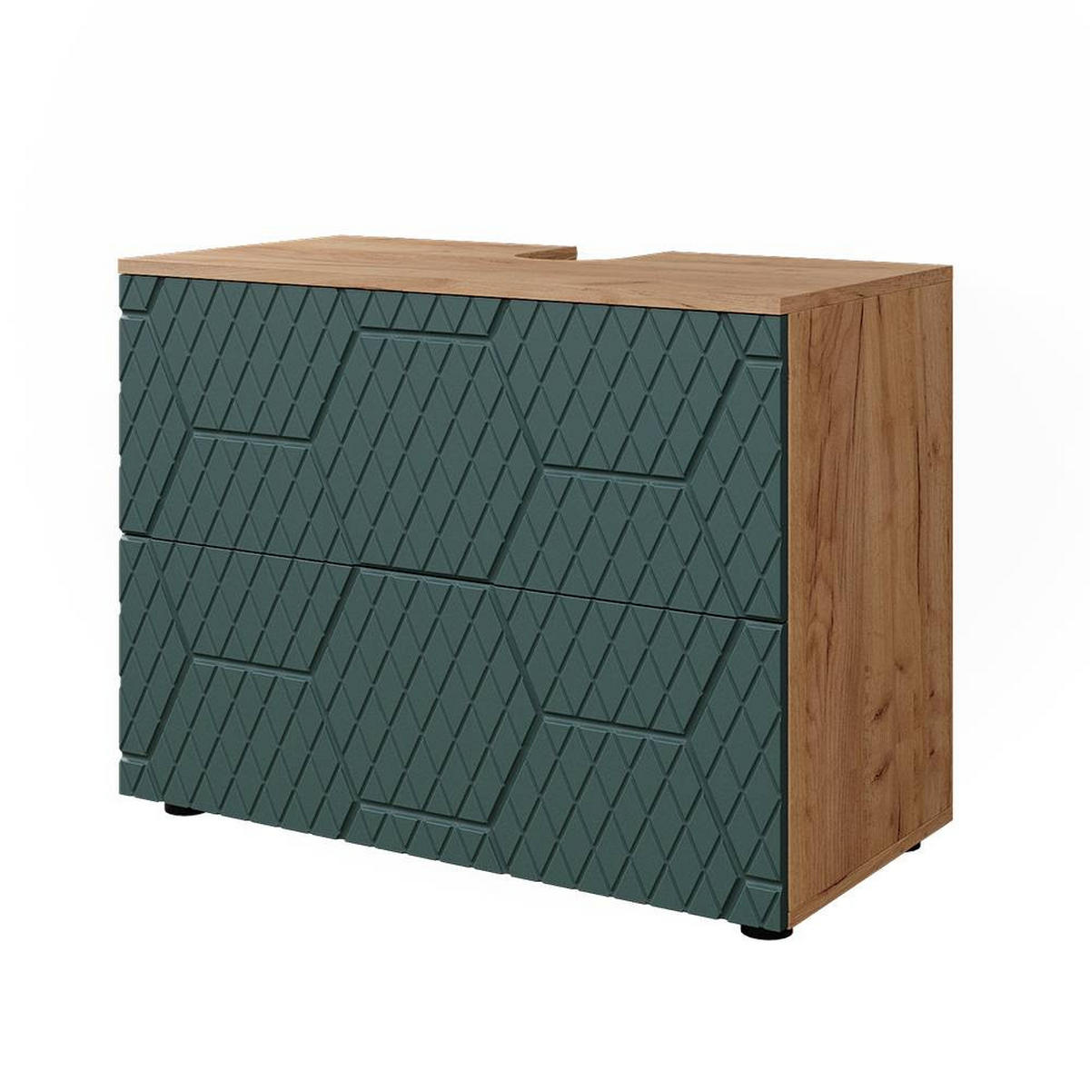 WASCHBECKENUNTERSCHRANK Irma Grün 80 cm mit 2 Schubladen - Grün, Holzwerkstoff (80/58.6/41cm) - Vicco