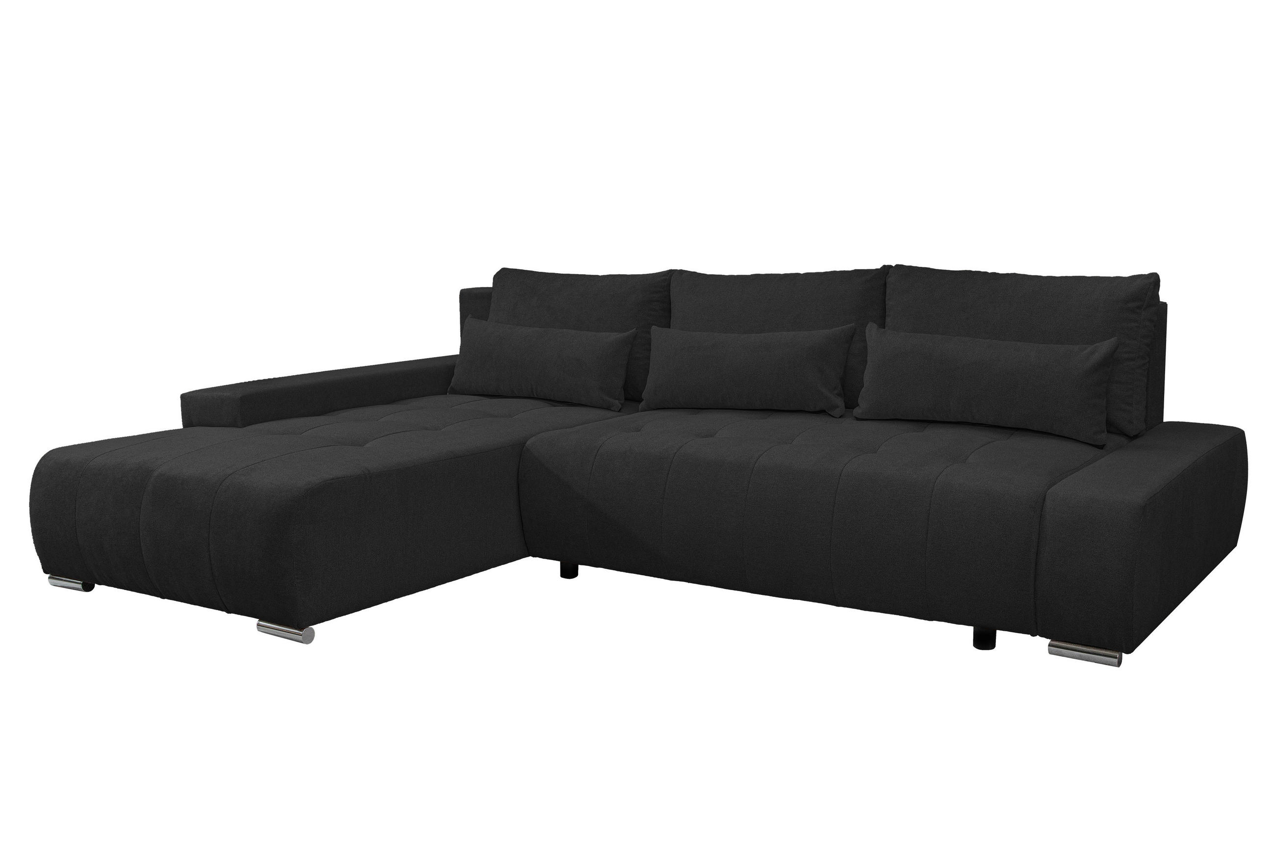 ECKSOFA Bloom mit Bettkasten und Schlaffunktion L-Form - Dunkelgrau, Textil (267/185cm)
