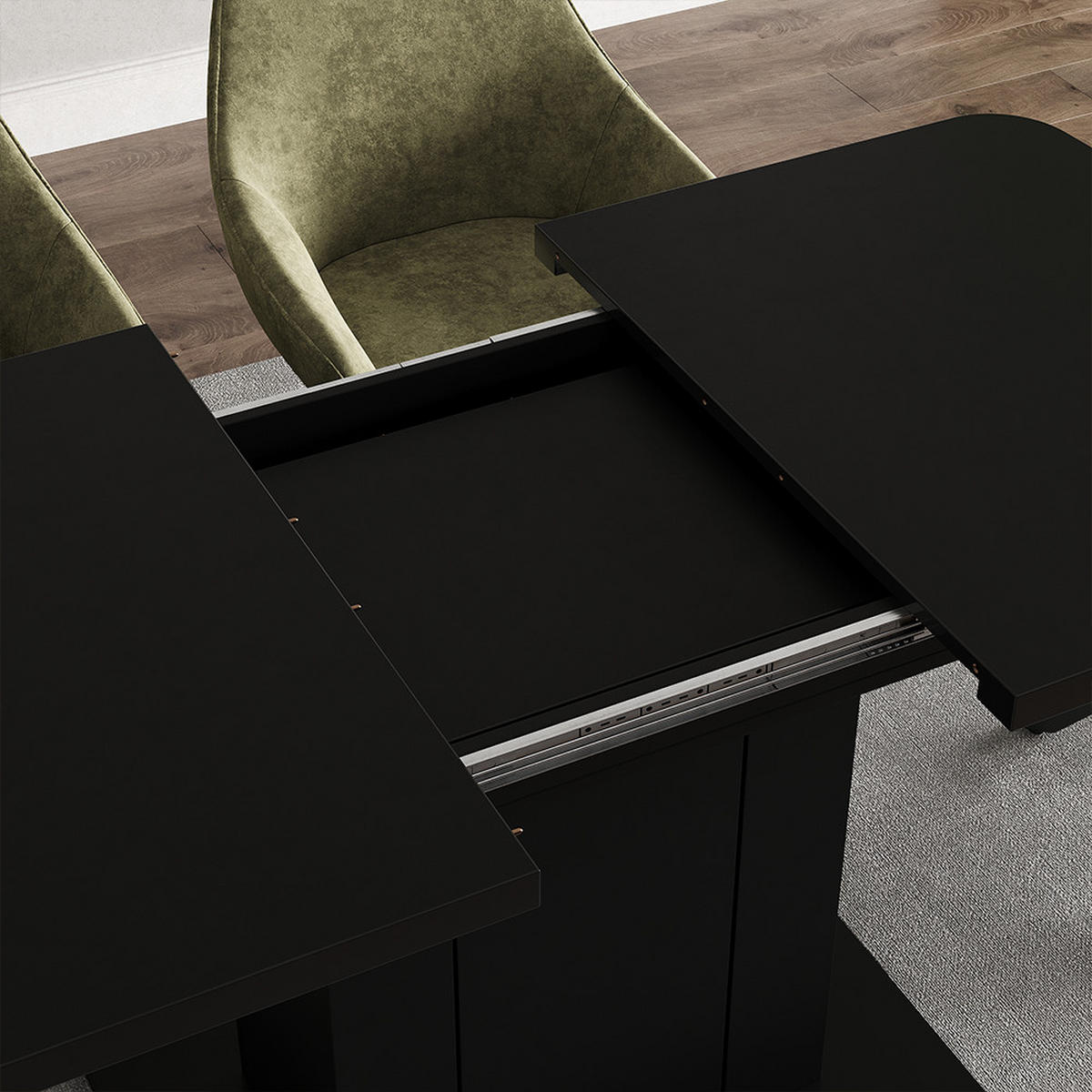 ESSTISCH Fenaro Schwarz 120 x 80 cm - Honigeiche/Schwarz, Holzwerkstoff (80/120/76cm) - Vicco