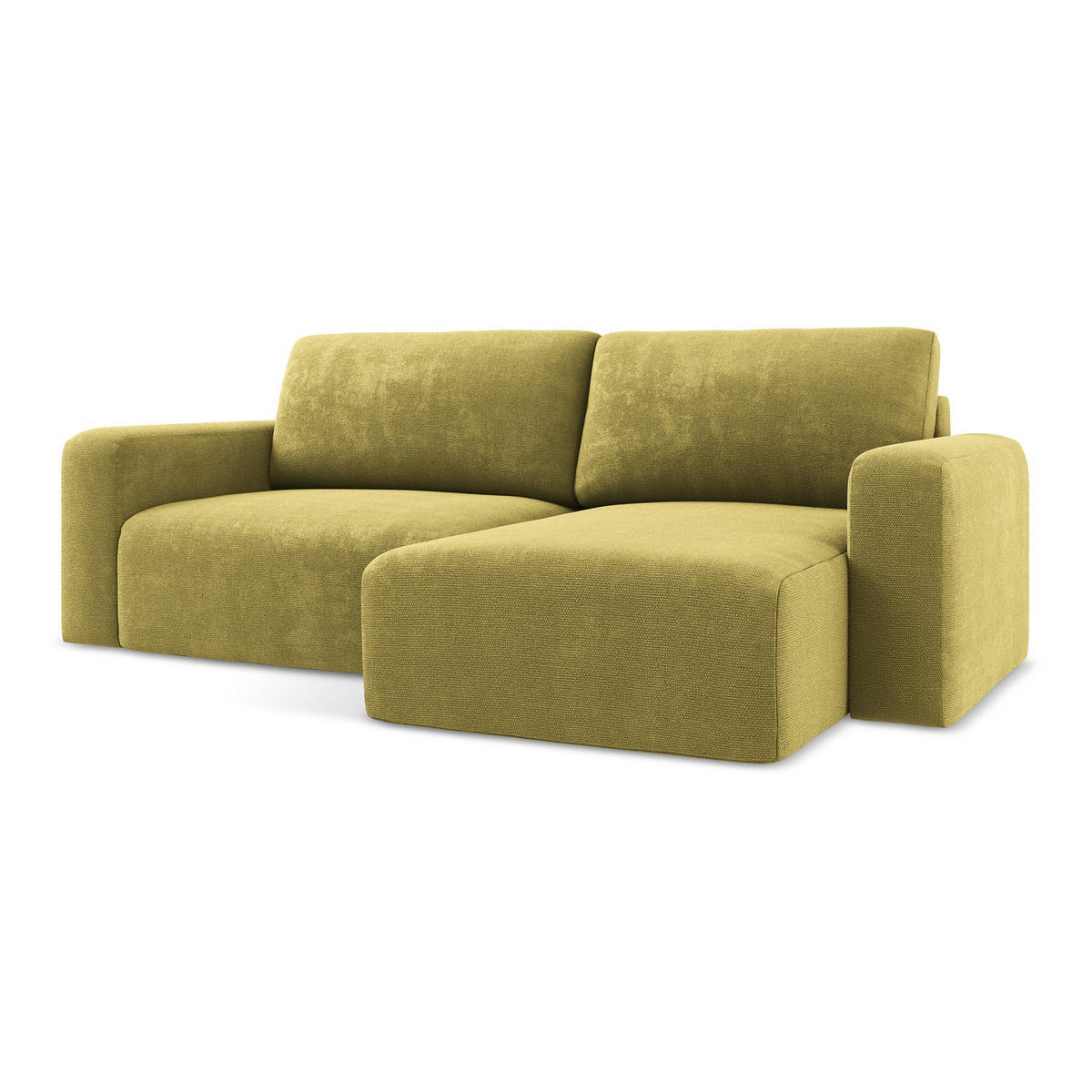 ECKSOFA mit Schlaffunktion rechts Chenille Stoff Grün - Limette/Schwarz, Kunststoff/Textil (244/149cm) - LaMiaSofa