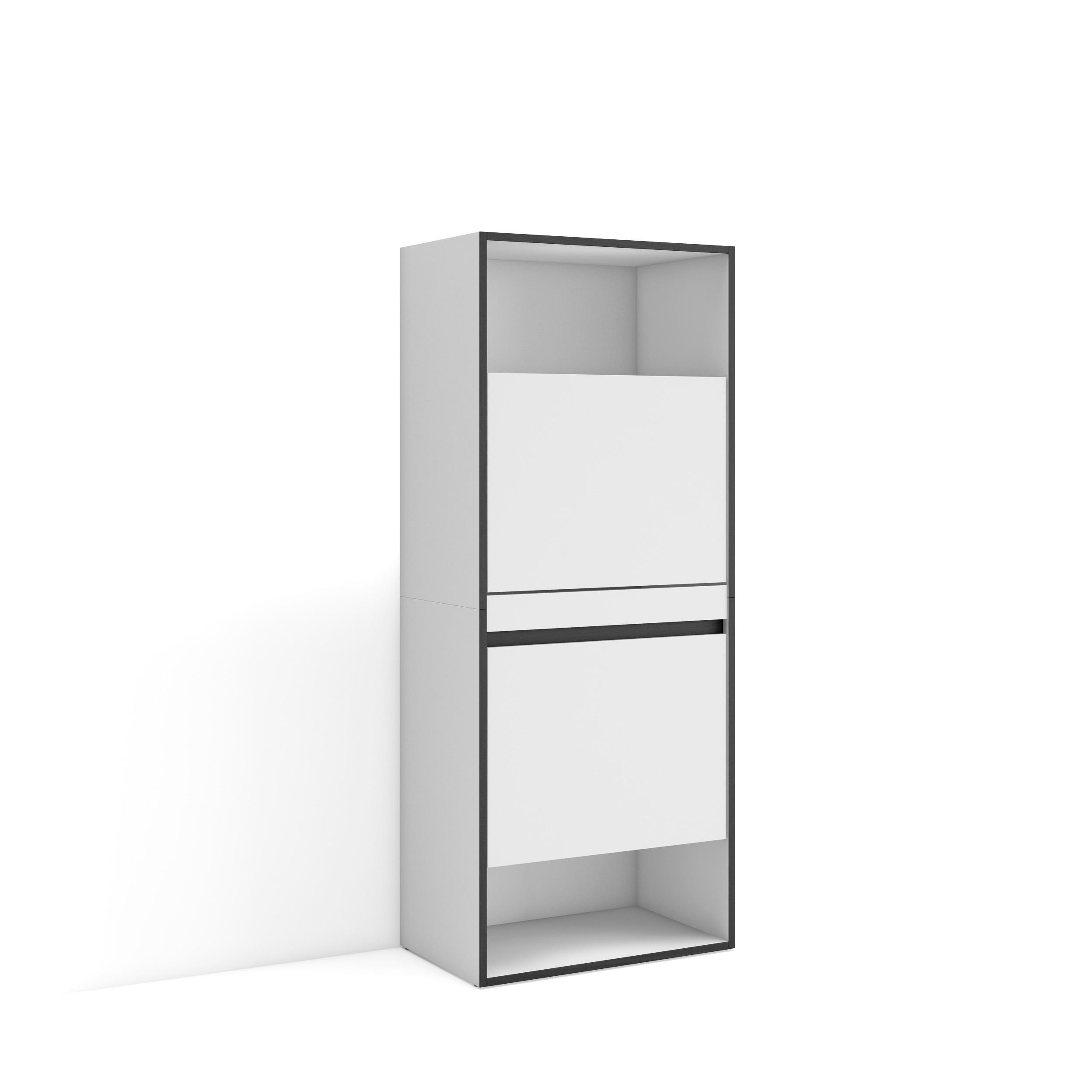SCHUHKIPPER, 60x35x145 cm, Schuh-Organizer, Weiß - Weiß, Holzwerkstoff (60/145/35cm) - Skraut Home