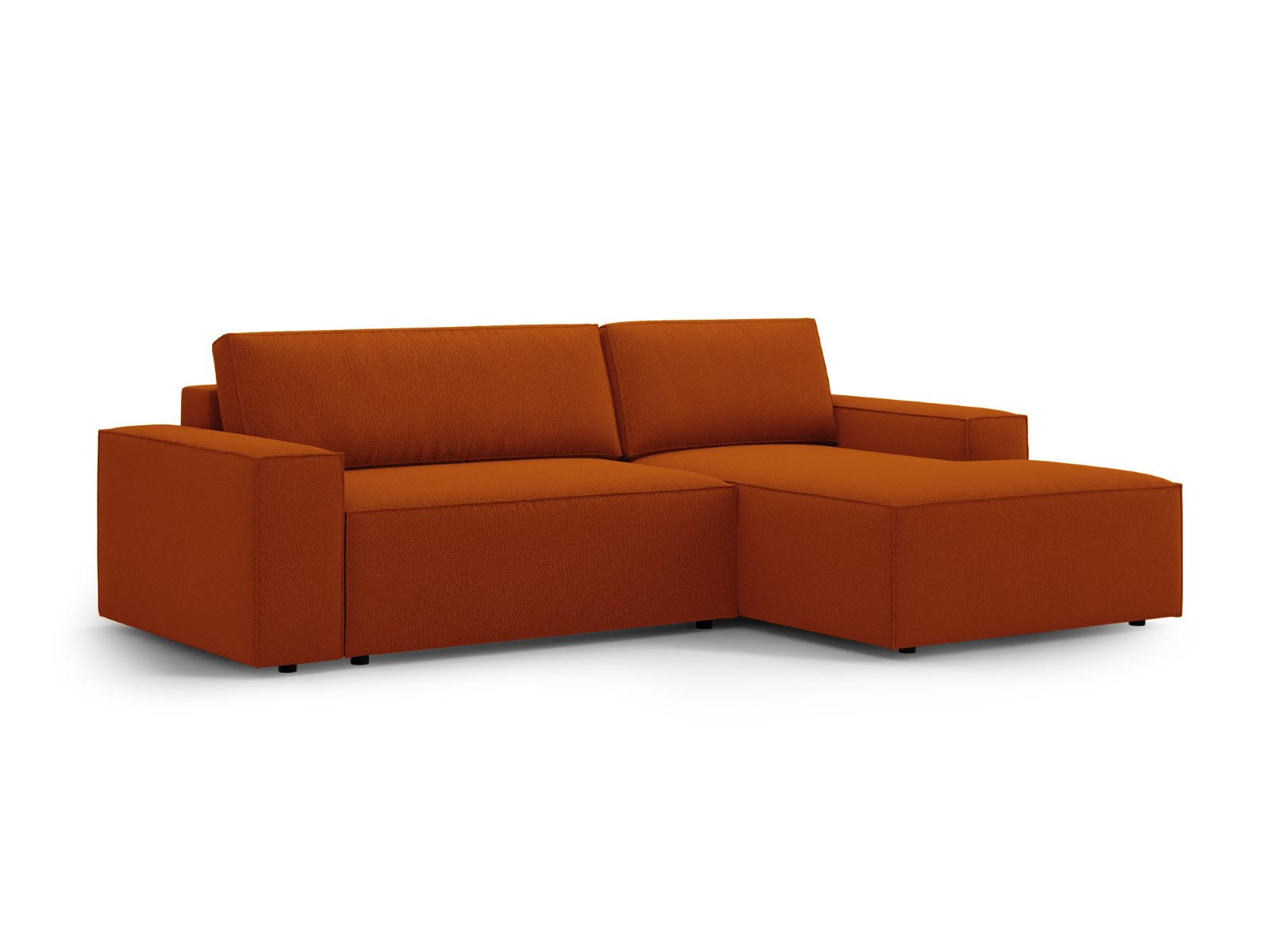 AUSKLAPPBARES-ECKSOFA rechts mit Container Jodie aus strukturiertem Stoff terrakotta 3 Sitzplätze - Terracotta, Textil (246/151cm) - Micadoni