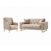 SITZGARNITUR Shimla, Beige Stellvariante 2+1 - Beige, Holzwerkstoff/Metall (160/80/100cm)