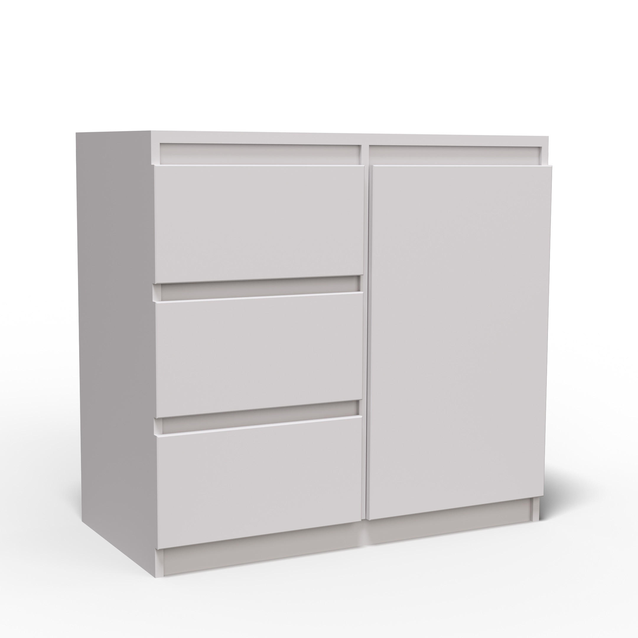 KOMMODE MERAVIGLIA 80/85/33 cm mit 3 Schubladen 1 Türen Weiß - Weiß, Holzwerkstoff (80/85/33cm) - MASSENO