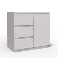 KOMMODE MERAVIGLIA 80/85/33 cm mit 3 Schubladen 1 Türen Weiß - Weiß, Holzwerkstoff (80/85/33cm) - MASSENO