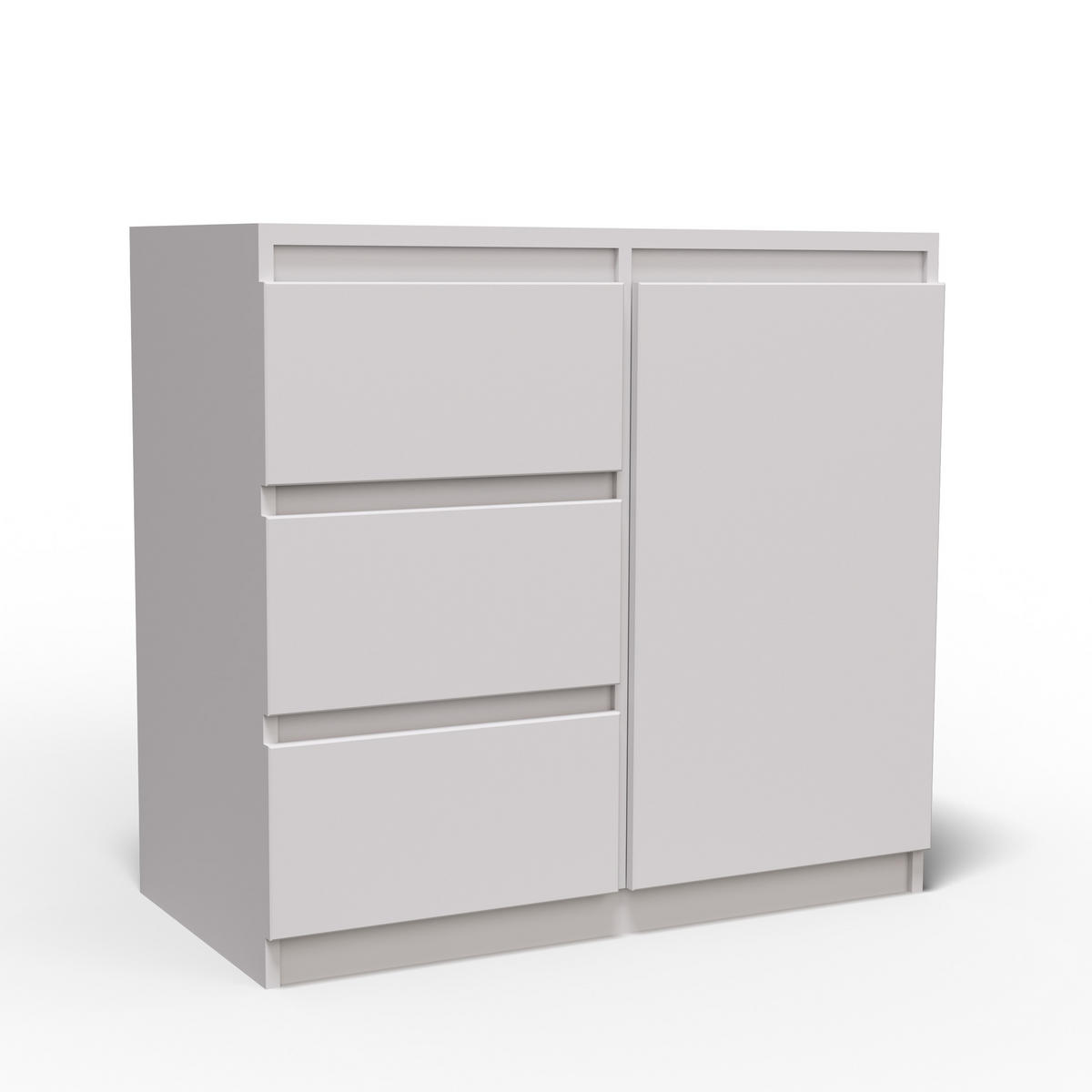 KOMMODE MERAVIGLIA 80/85/33 cm mit 3 Schubladen 1 Türen Weiß - Weiß, Holzwerkstoff (80/85/33cm) - MASSENO