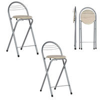BARHOCKER 2er-Set klappbar Sitzhöhe 61 cm Holzmaserung/Silber - Multicolor, Metall (36/79/41cm)
