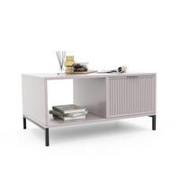 COUCHTISCH WAVE Modern mit Schublade, Beige - Kaschmir/Schwarz, Holzwerkstoff/Metall (58/90/45.5cm) - Idohome