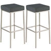 BARHOCKER 2er Set Lederlook grau - Edelstahlfarben/Grau, Textil/Metall (37/80/37cm) - CLP