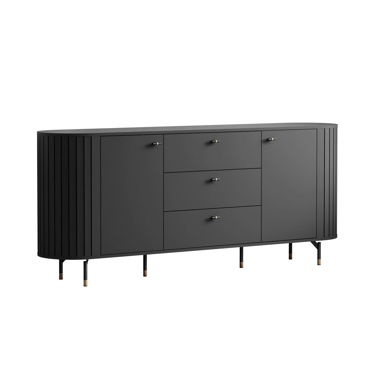 KOMMODE ELODIE 190 2T3S Schwarz - Schwarz, Holzwerkstoff (190/81/40cm) - Lookway