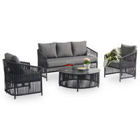 GARTENLOUNGE KULO 4er Set grau - Grau, Textil - IDIMEX