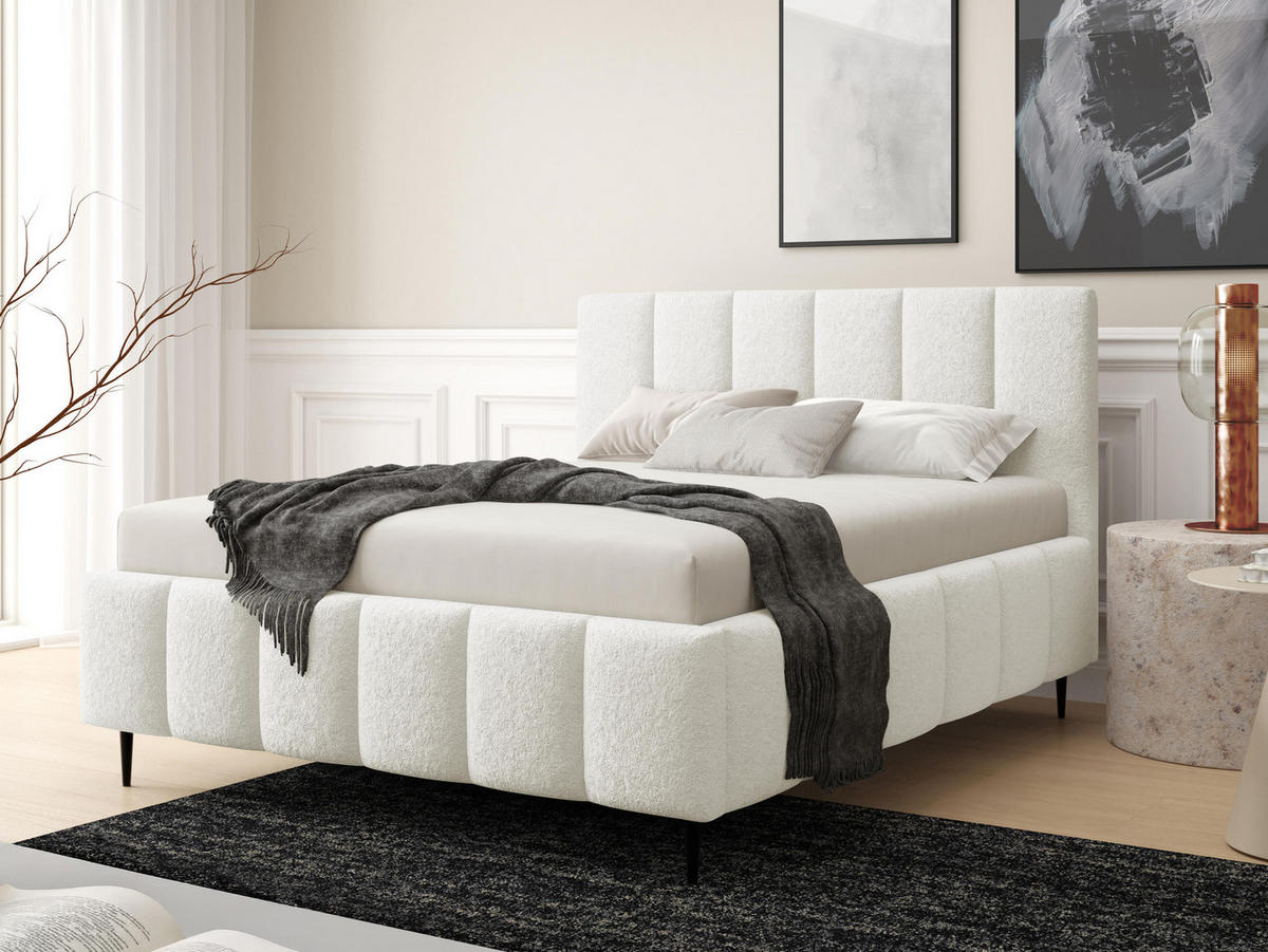 POLSTERBETT Lunaro Leg - Creme/Schwarz, Holz/Textil (160/200cm) - MIRJAN24