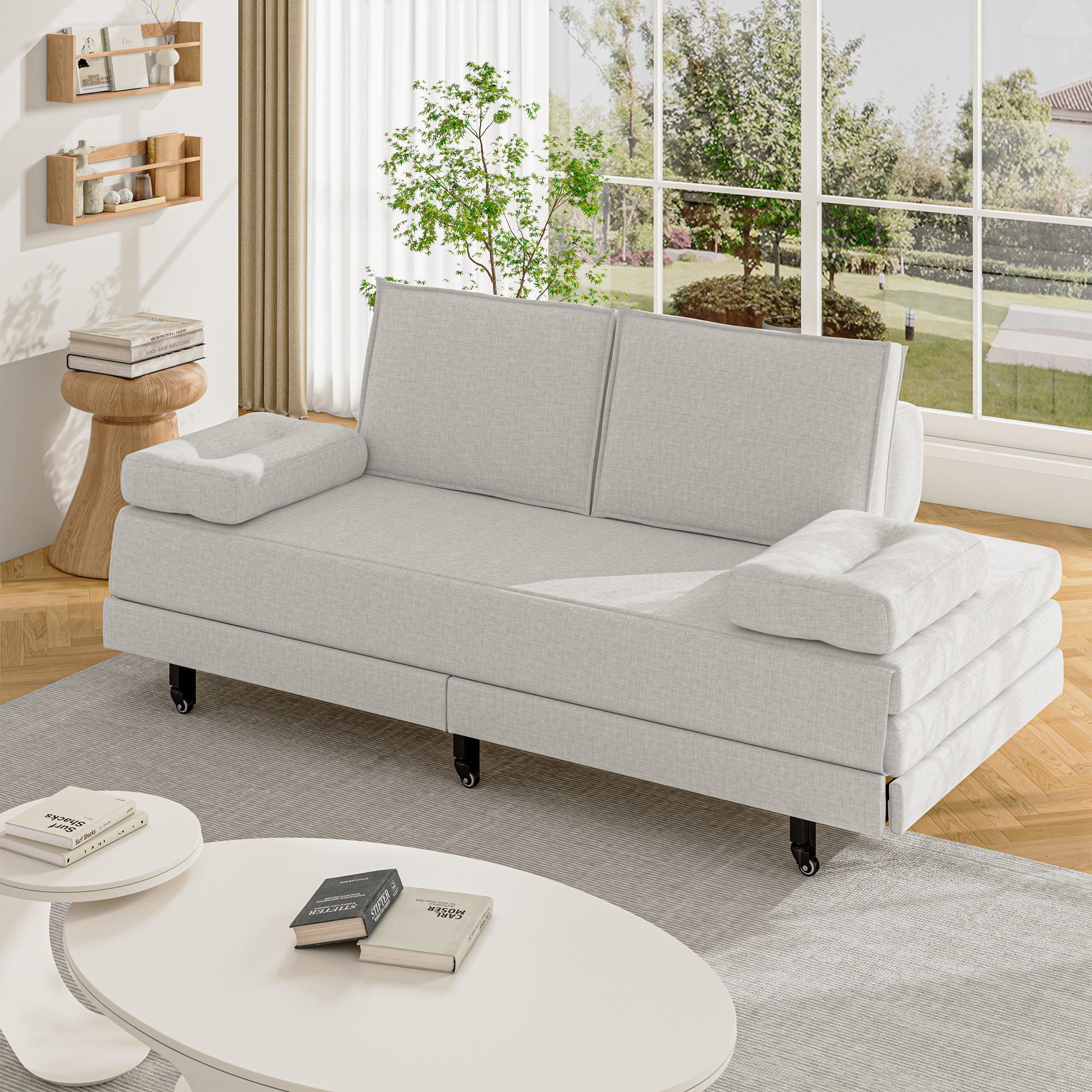 Thumbnail - Schlafsofa, Weiß, Holz, 201x85x180 cm, Wohnzimmer, Sofas & Couches, Schlafsofas