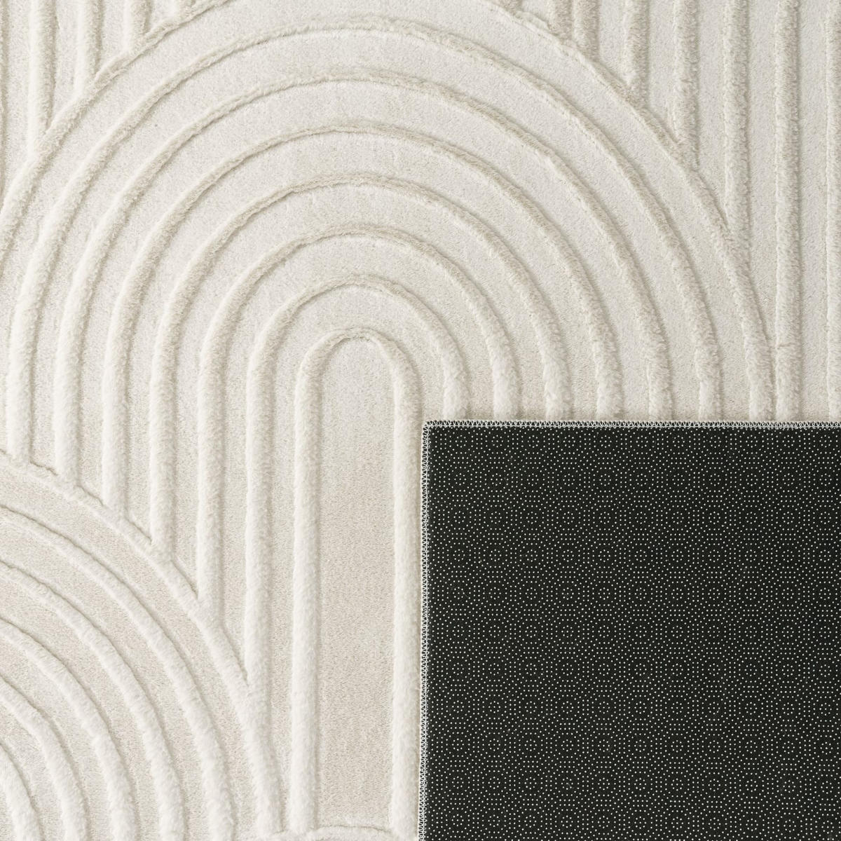 KURZFLORTEPPICH, mit Struktur, aus Polyester, Creme, 120 x 160 cm - Creme, Textil (120/160cm) - KADIMA DESIGN