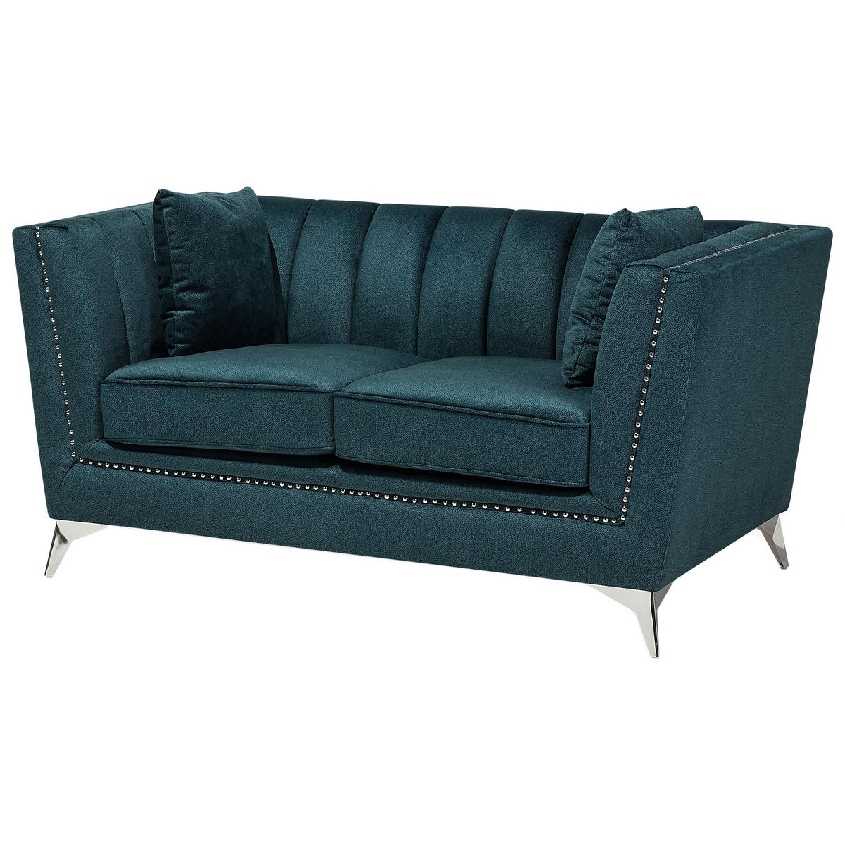 2-SITZER-SOFA Samtstoff Blau-Grün Gaula - Hellgrün, Textil (160/77/80cm) - Beliani