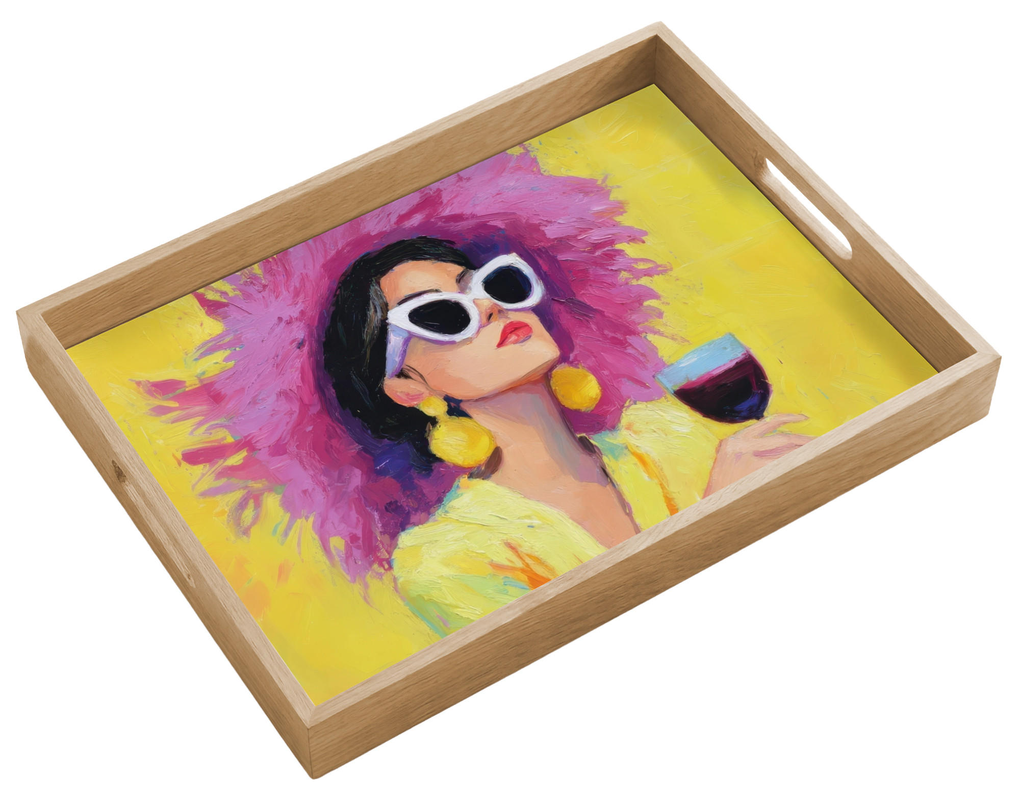 OnlyWow SERVÍROVACÍ PODNOS Žena - Klobouk - Fialová - Víno 50x35 cm