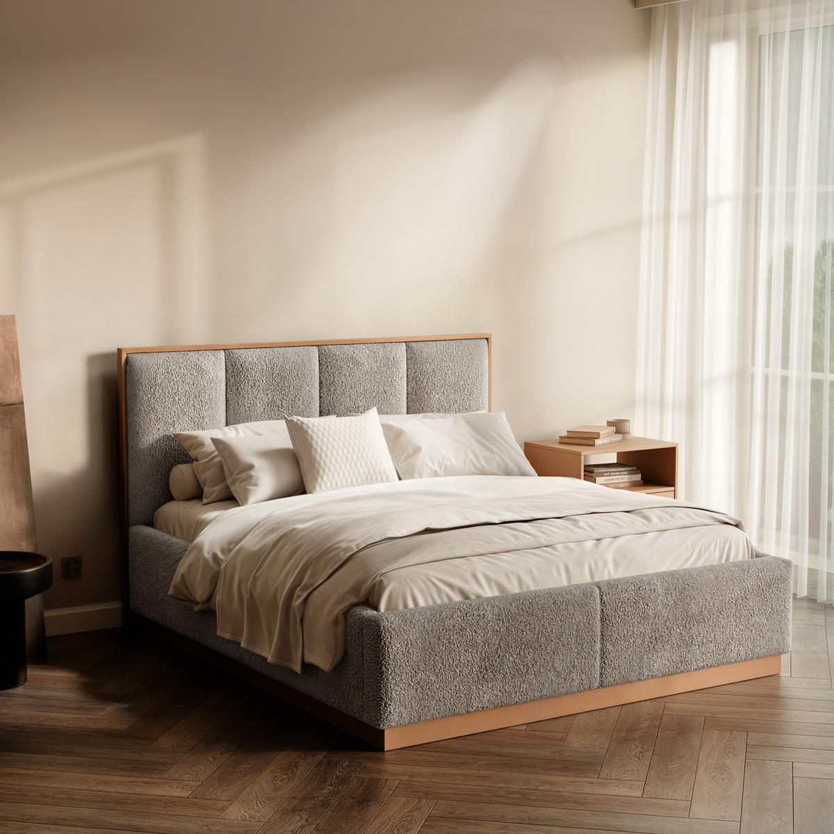 POLSTERBETT RIZZ 160/200 cm Bettkasten, ohne Matratze, Hellgrau - Hellgrau, Textil/Metall (160/200cm) - Idohome