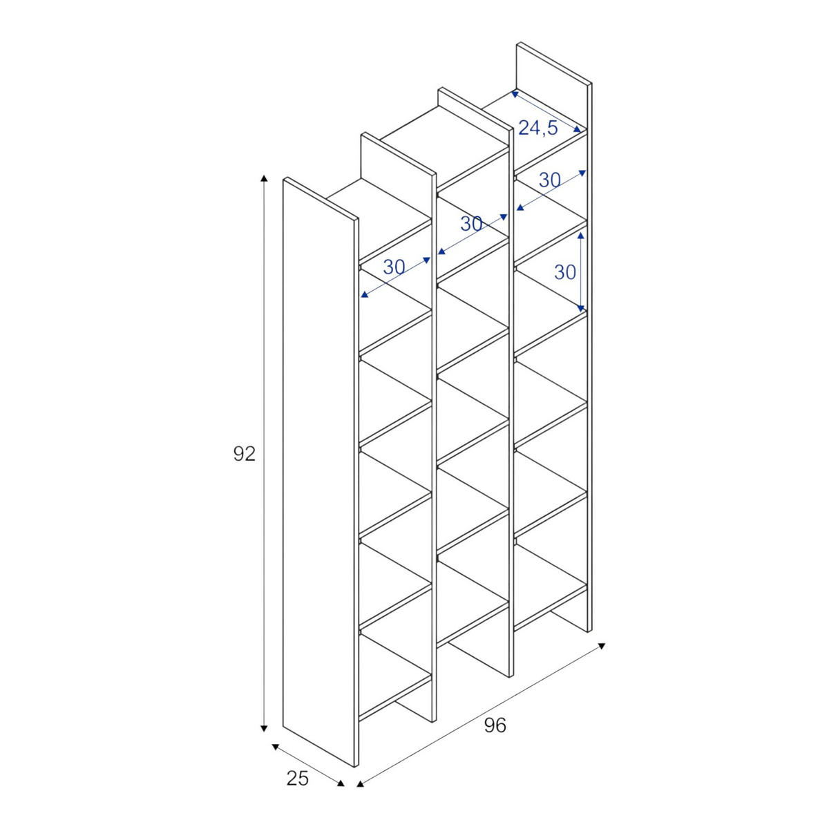 BÜCHERREGAL Weiß 29/96/192 cm - Weiß, Holzwerkstoff (96/192/29cm) - DMORA