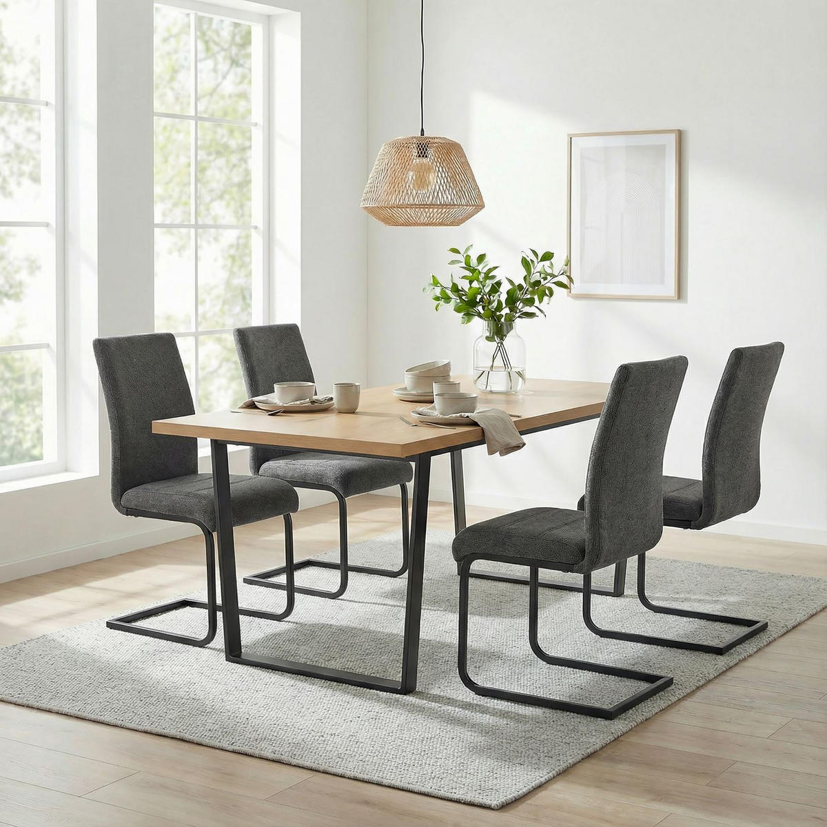 SCHWINGSTUHL LETTICIA 4ER-SET - Anthrazit, Textil (44/97/59cm) - IDIMEX