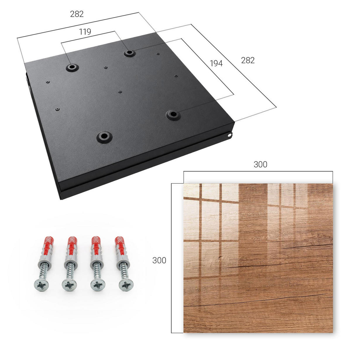 SCHLÜSSELBOX Schwarz 30x30 cm- Türöffnung nach rechts - Holzstruktur - Braun, Metall (30/30/5cm) - TULUP