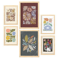 POSTER Set Mit 6 Drucken Von Blumen Im Ethnischen Drucke Sammlung Ästhetische Dekorative Für Zuhause Wandkunstdruck A3 & A4 Rahmen Aus Hellem Holz - Beige, Papier (29/3cm) - Nacnic