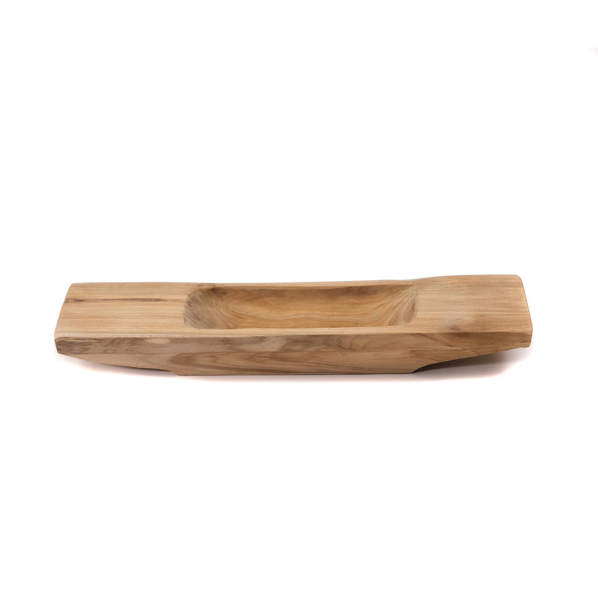 DEKO SCHALE Barco 40 Teak Wurzelholz massiv, mit Griff, geschnitztes Unikat naturfarben - Naturfarben, Holz (5cm) - CREEDWOOD