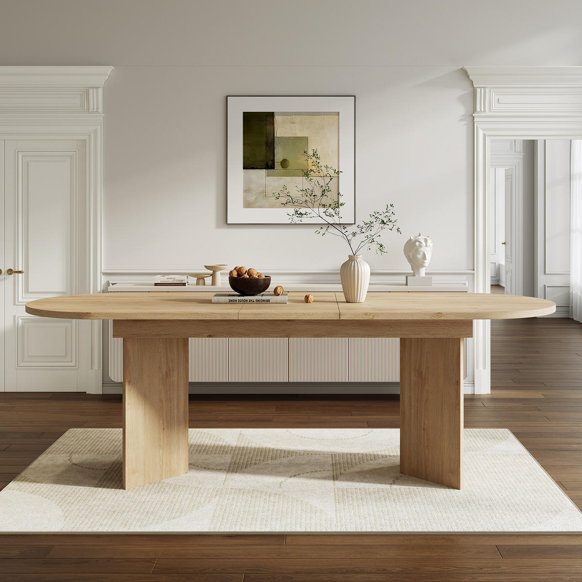 ESSTISCH aus MDF 200x90x75 cm Eichefarben ausziehbar mit abgerundeten Ecken und 18 mm Tischplatte - Eichefarben, Holzwerkstoff (200/90/75cm) - Modfu