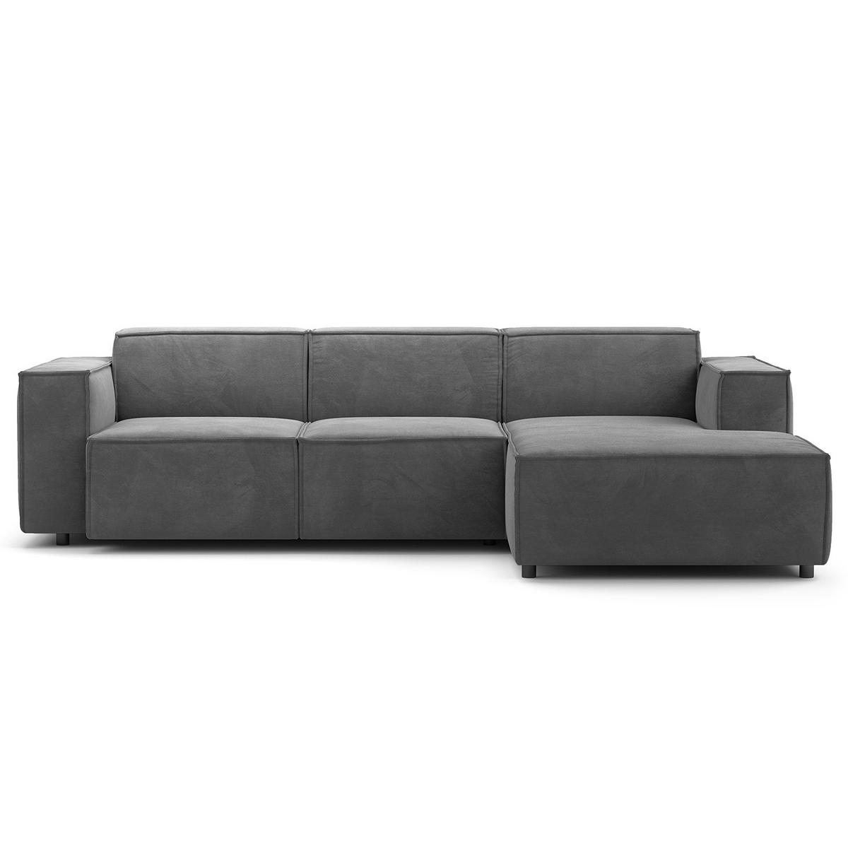 ECKSOFA mit Longchair - Schwarz/Grau, Kunststoff/Textil (260/177cm) - home24