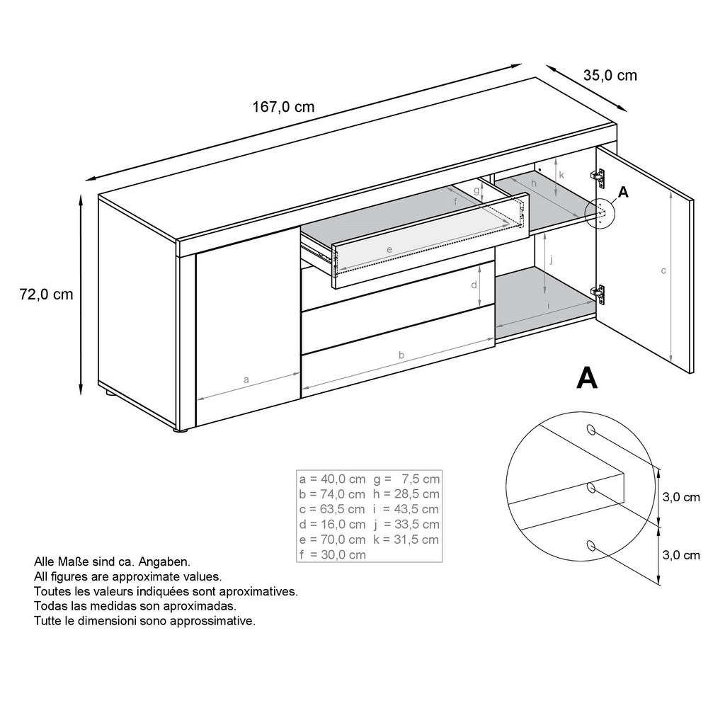 Thumbnail - Vladon Sideboard, Bordeaux, Holzwerkstoff, 167x72x35 cm, Wohnzimmer, Kommoden & Sideboards, Sideboards