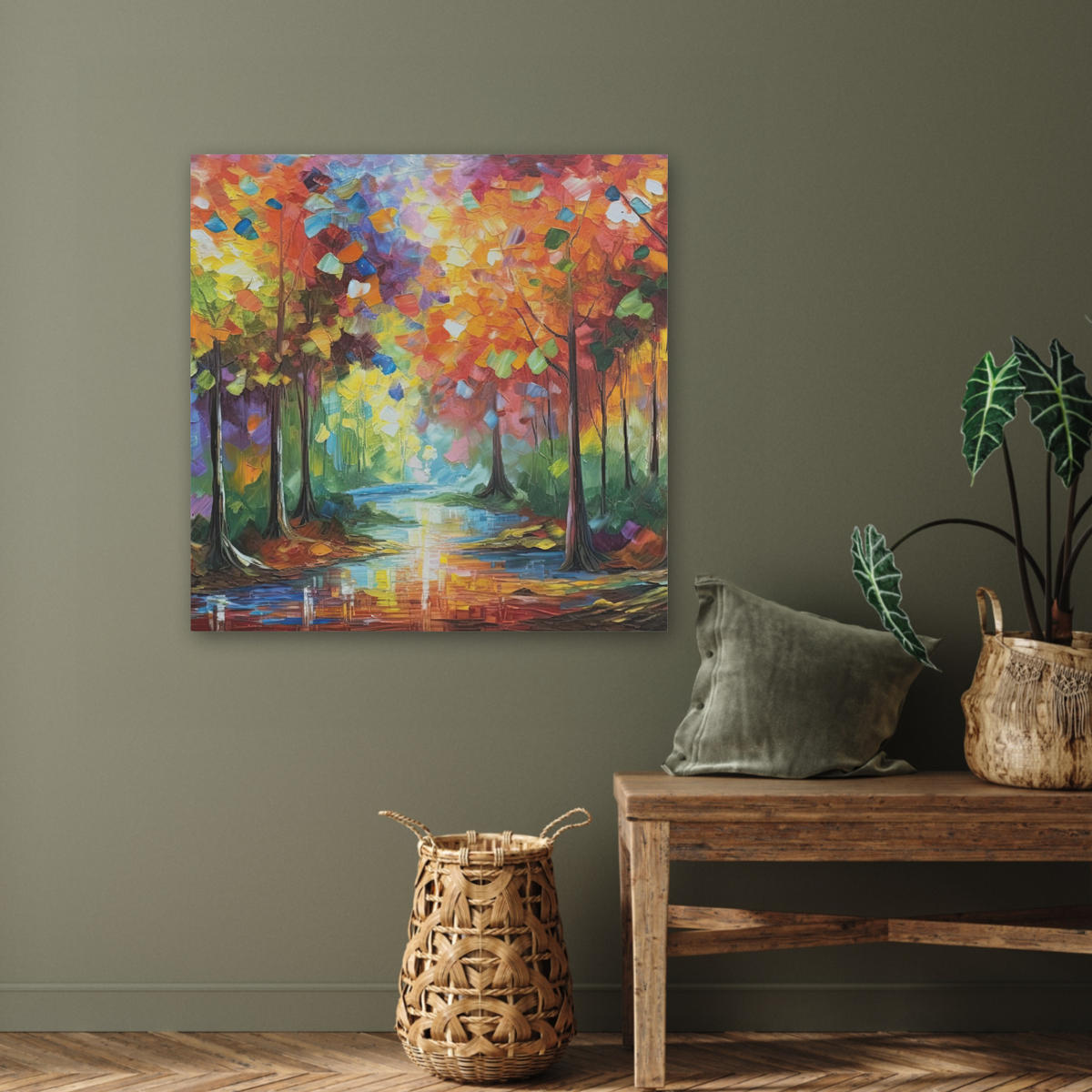 AKUSTIKBILD Landschaft - Wald - Farben - Natur Akustikpaneele 80x80 cm - Multicolor, Kunststoff (80/80/0.9cm) - MuchoWow