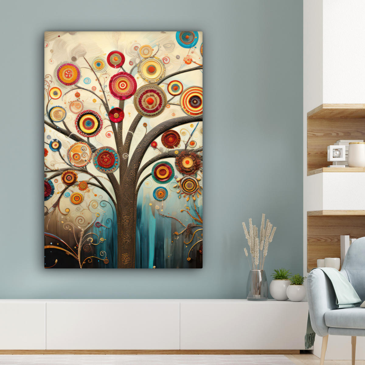 LEINWANDBILD Baum - Baum des Lebens - Farbe 80x120 cm - Braun, Textil (80/120cm) - MuchoWow