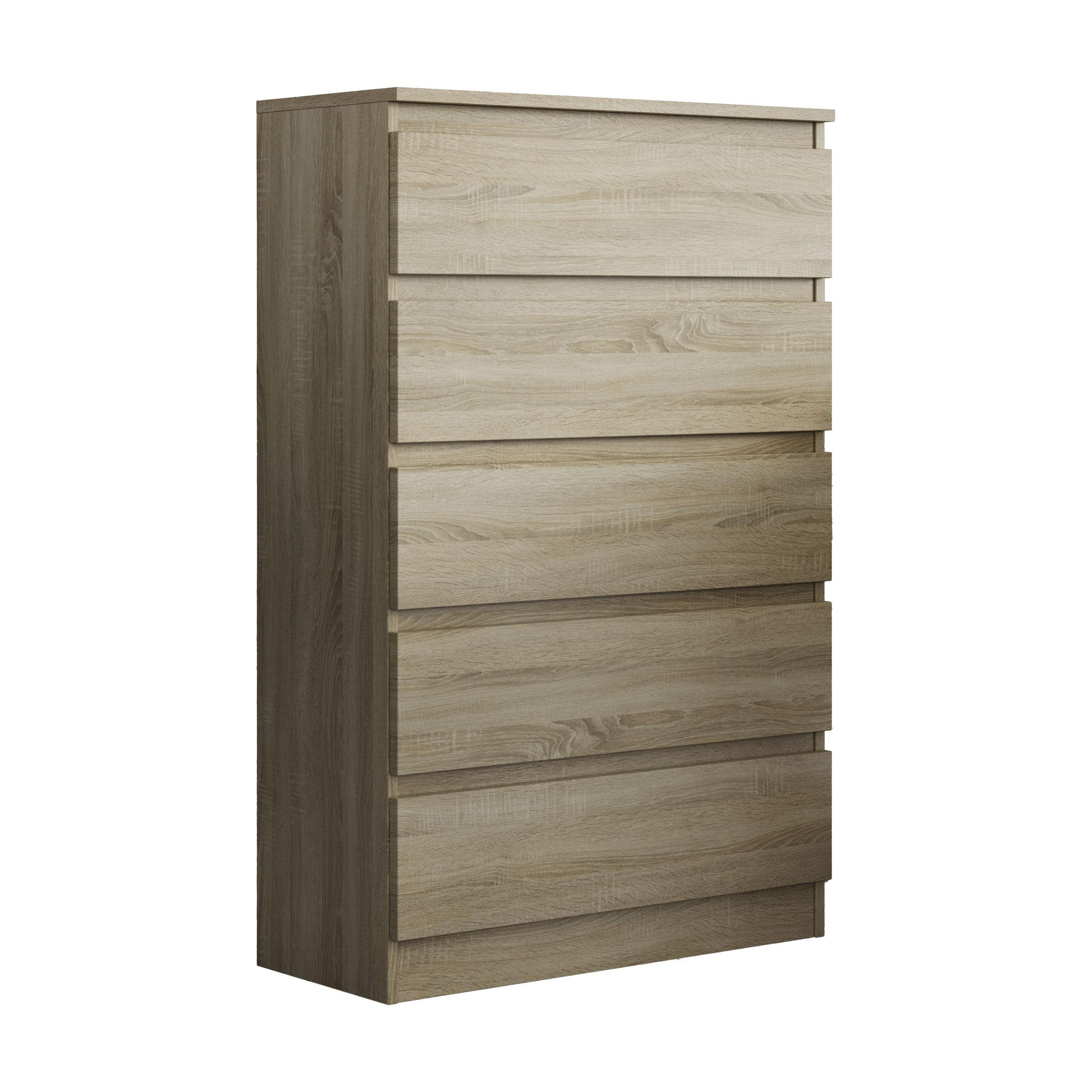 KOMMODE ADRIANO 70/112/33 cm mit 5 Schubladen Sonoma Eiche - Sonoma Eiche, Holzwerkstoff (70/112/33cm) - MASSENO