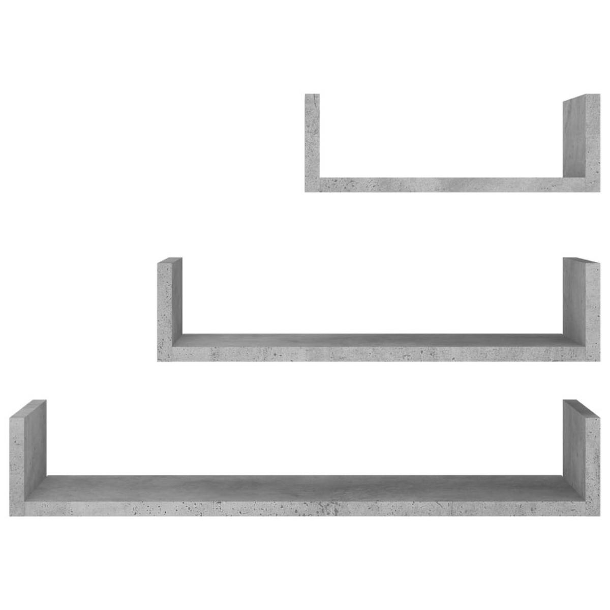 WANDREGALSET 3-teilig 30-60/15/10 cm aus Holzwerkstoff Betongrau - Hellgrau, Holz (60/10/15cm) - vidaXL