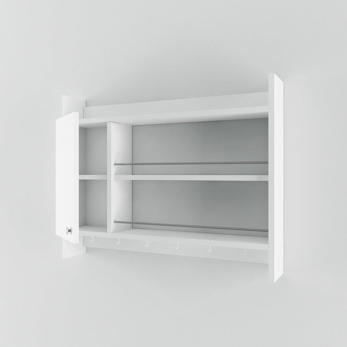KNERR Bílá nástěnná kuchyňská police, šířka 85 cm - bílá, kompozitní dřevo (15/65/31cm) - Calicosy