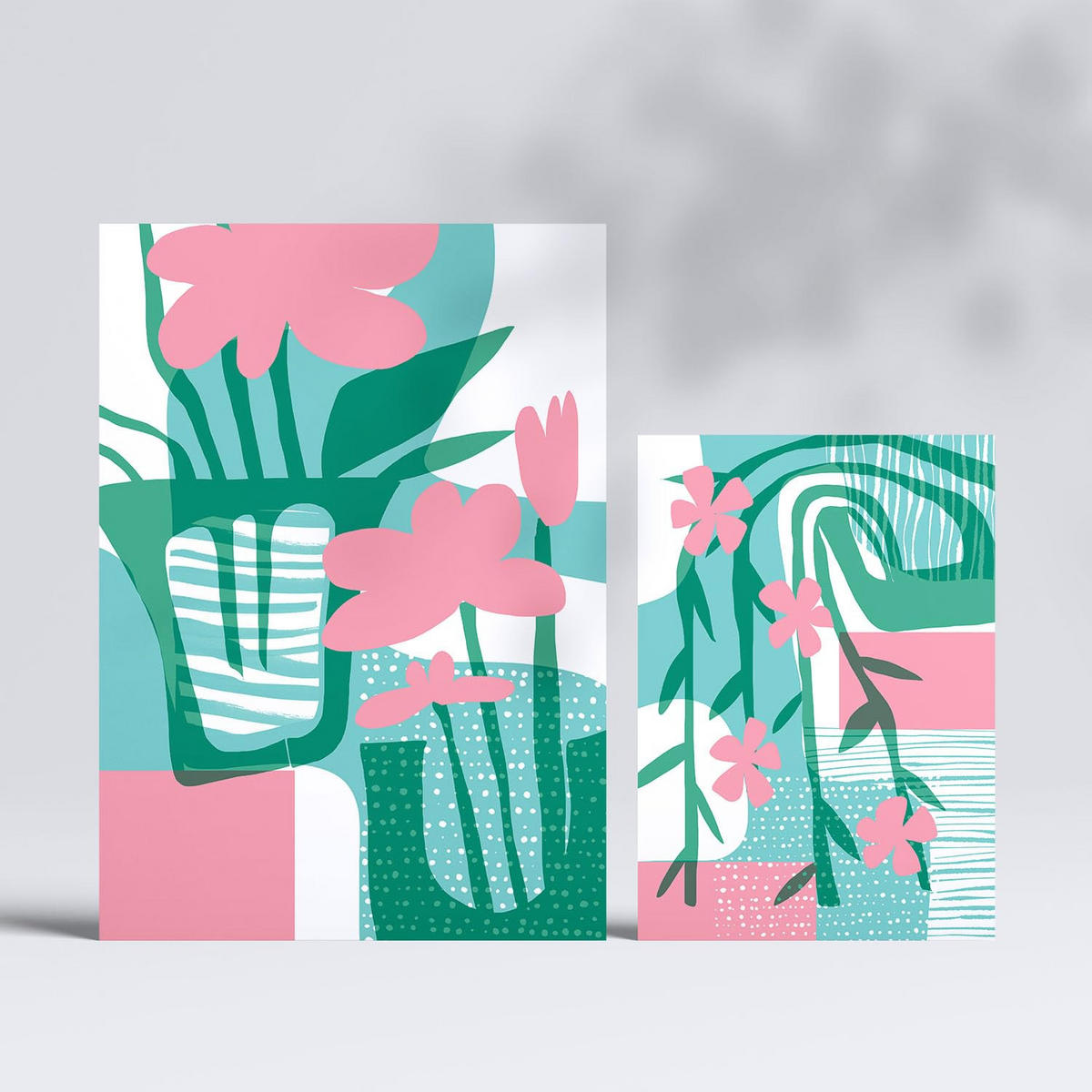 POSTER Set Mit 6 Pinkes Grün In Blume Zusammenfassung Ästhetische Dekorative Gemälde Für Ihr Wohnzimmer, Schlafzimmer, Zuhause A3 & A4 Rahmenlos - Klar, Papier (29/3cm) - Nacnic