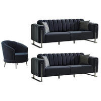 SITZGARNITUR Himalaya Anthrazit Stellvariante:3+2+1 - Schwarz, Holz/Textil (230/85/90cm) - Villa Möbel