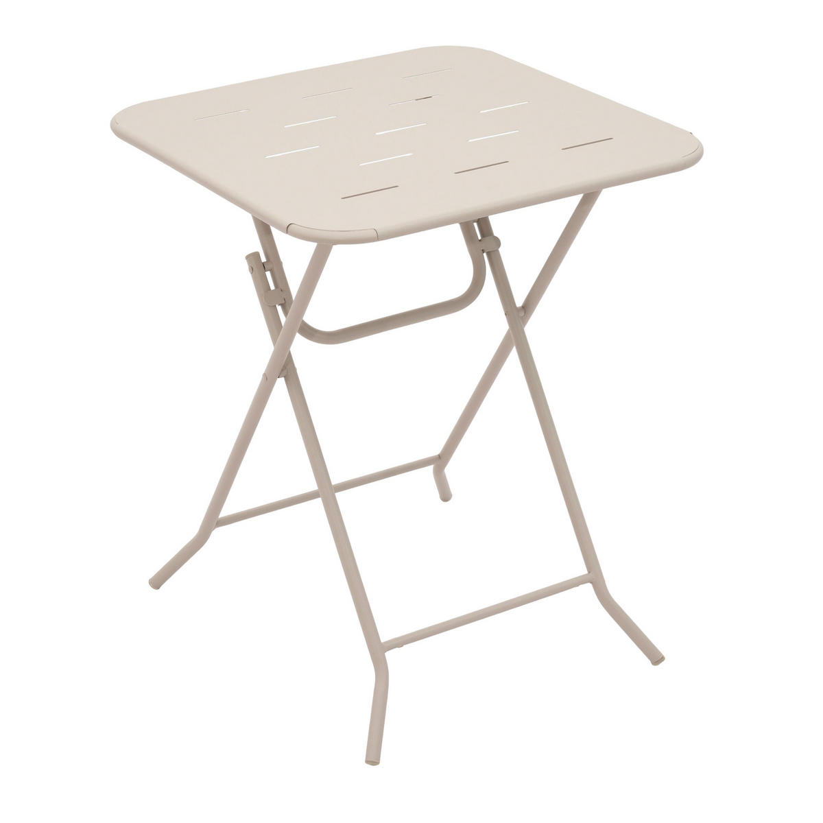 GARTENSET aus Stahl Tisch 60x60x73 cm, Stühle 45x43x76 cm Beige klappbar, pflegeleicht für 2 Personen - Beige, Metall - Modfu