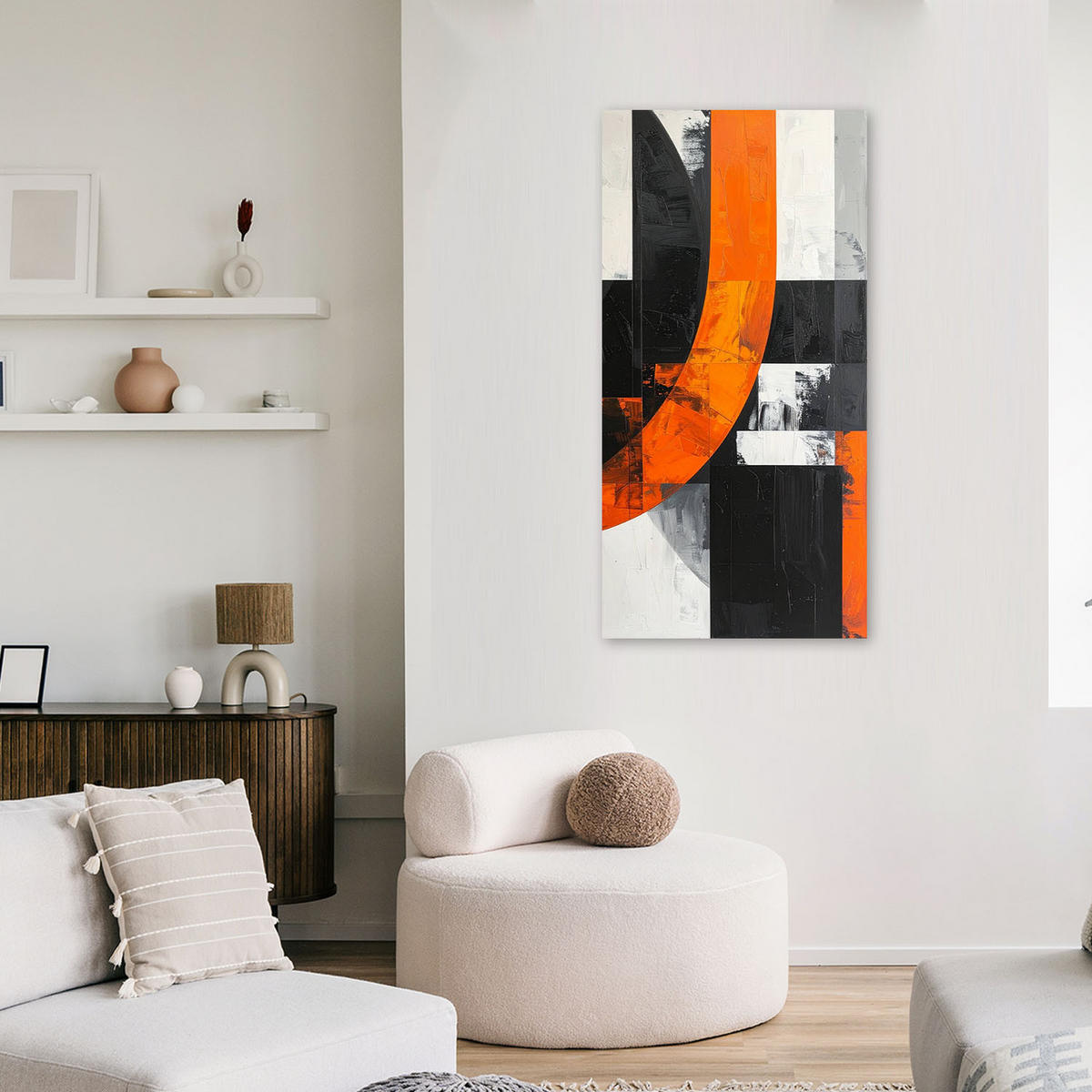 LEINWANDBILD 3D und geometrisch 60x120cm - Orange, Textil (60/120cm) - Feeby