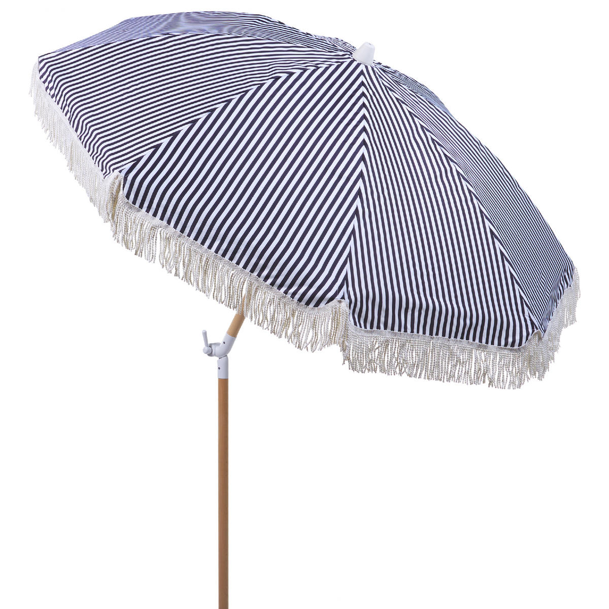SONNENSCHIRM schwarz/weiß mit Volant 150 cm Mondello - Hellbraun/Schwarz, Textil (150/150cm) - Beliani