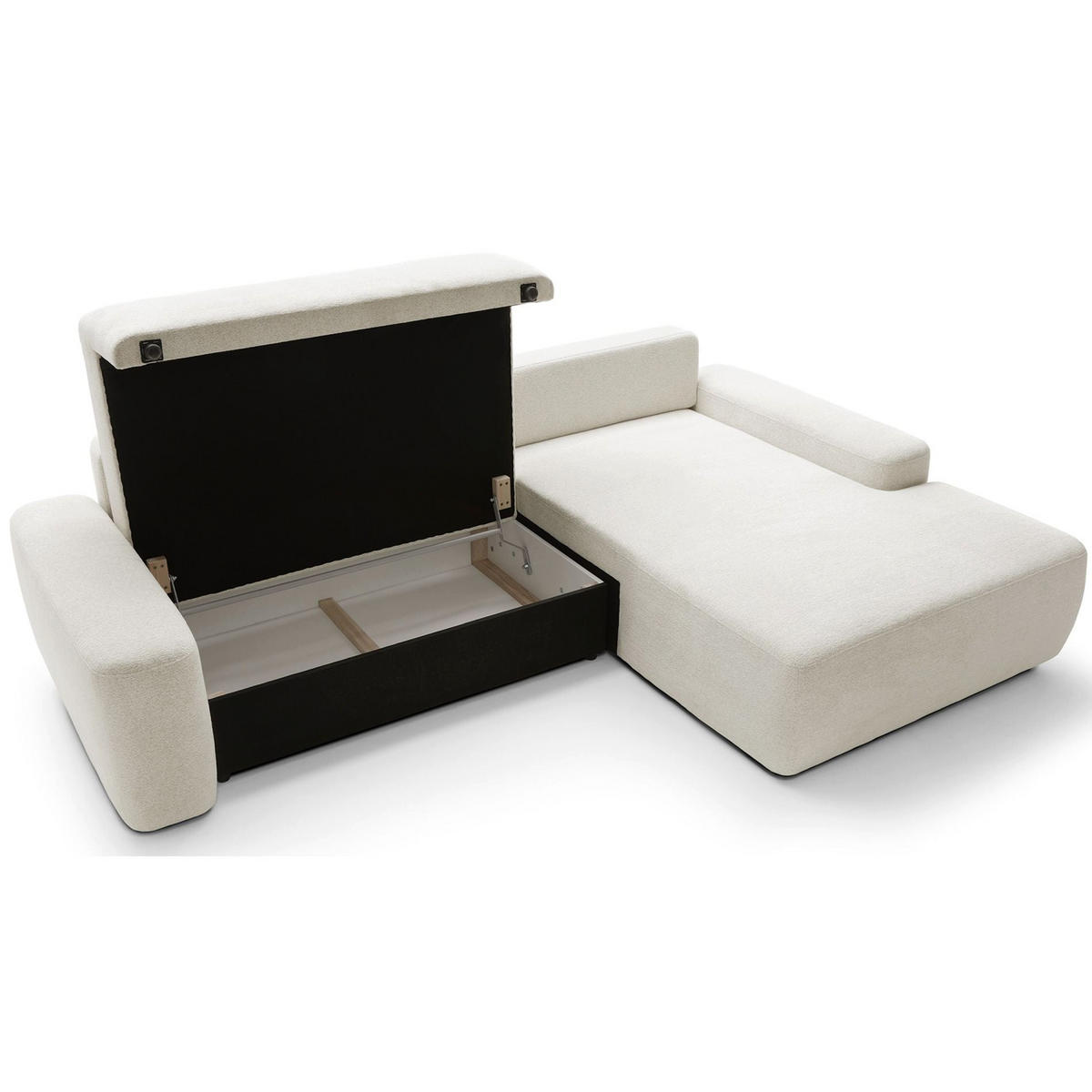 ECKSOFA Baleo Creme Chenille-Bezug - Creme/Schwarz, Kunststoff/Textil (162/264cm) - Selsey