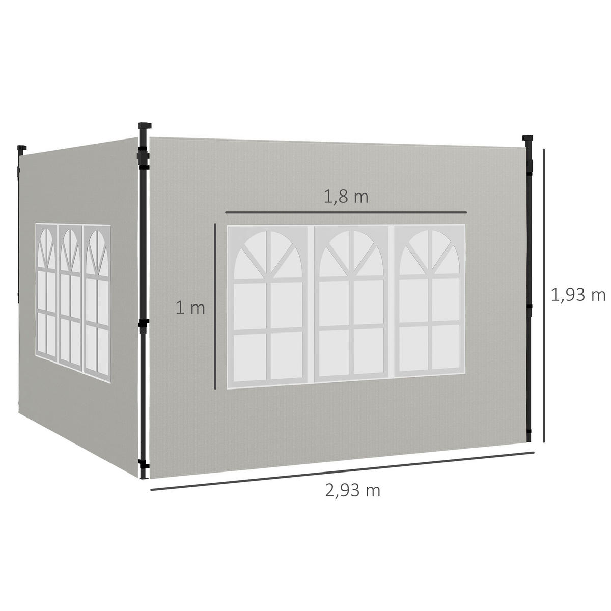 PAVILLON-SEITENTEIL Weiß 1 Stück - Weiß, Kunststoff (293/193cm) - GiPP