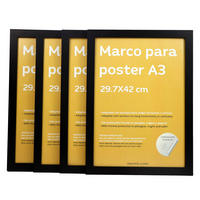 RAHMEN Set mit 4 aus MDF und Acrylglas Schutz und Aussteller für Fotografien, Bilder, Poster, Gemälde, Dekoration für Haus Farbe Schwarz A3 - Schwarz, Holz (29.7/3/42cm) - Nacnic