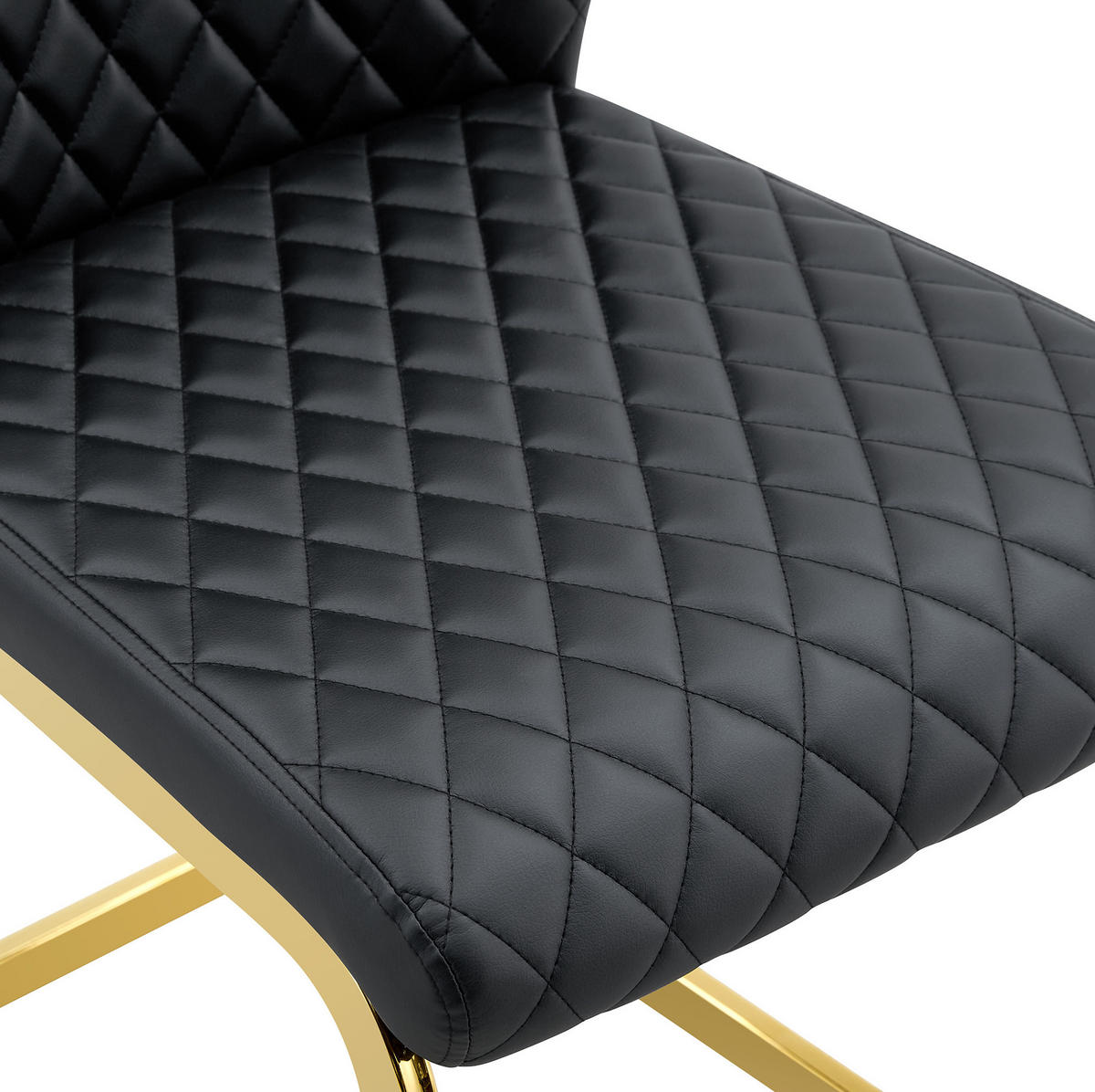 ESSZIMMERSTUHL 2er-Set mit hoher Rückenlehne 100 cm PU-Lederoptik Schwarz Gold - Schwarz, Metall (63/100/43cm) - Meubliv