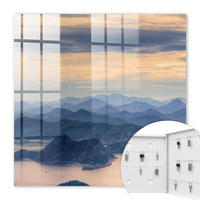 SCHLÜSSELBOX Weiß 30x30 cm – Türöffnung nach rechts - Berglandschaft - Blau, Metall (30/30/5cm) - TULUP
