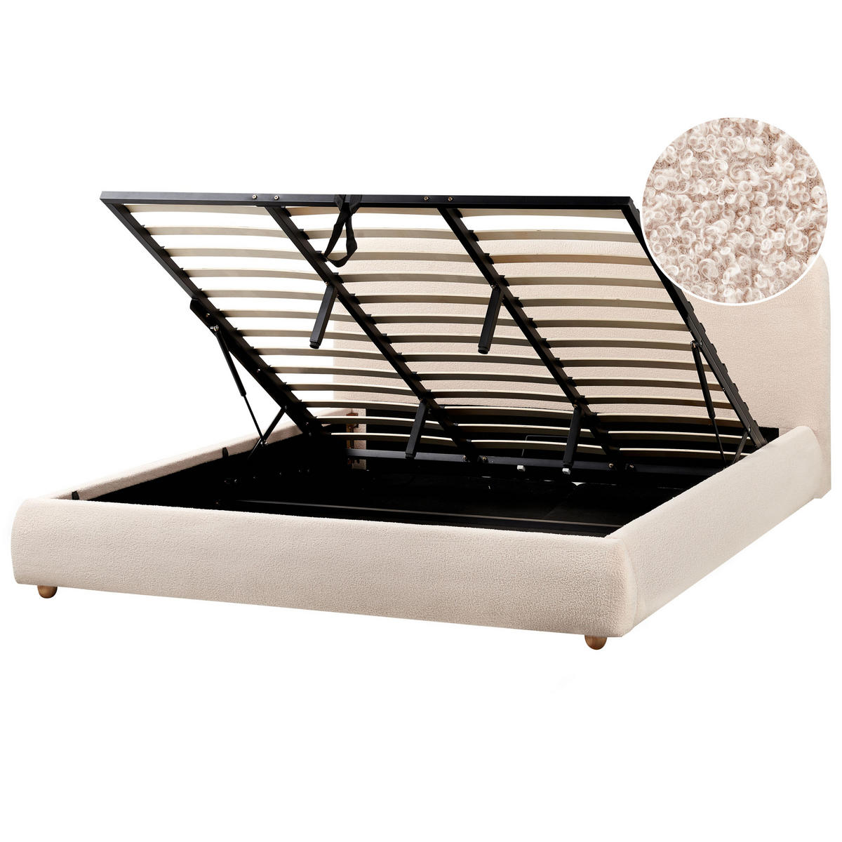 BETT mit Stauraum 180x200 cm Beige Blagnac - Beige, Textil (180/200cm) - Beliani