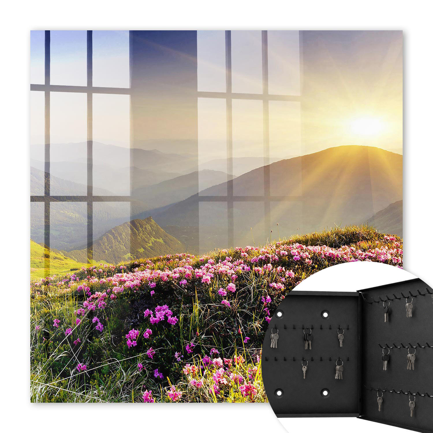 SCHLÜSSELBOX Schwarz 30x30 cm- Türöffnung nach rechts - Berg Ost - Grün, Metall (30/30/5cm) - TULUP