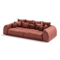 BIGSOFA Levana 5 Sitzer Terrakotta Cord-Stoff - Terracotta/Schwarz, Holz/Kunststoff (310/86/135cm) - S-Style Möbel